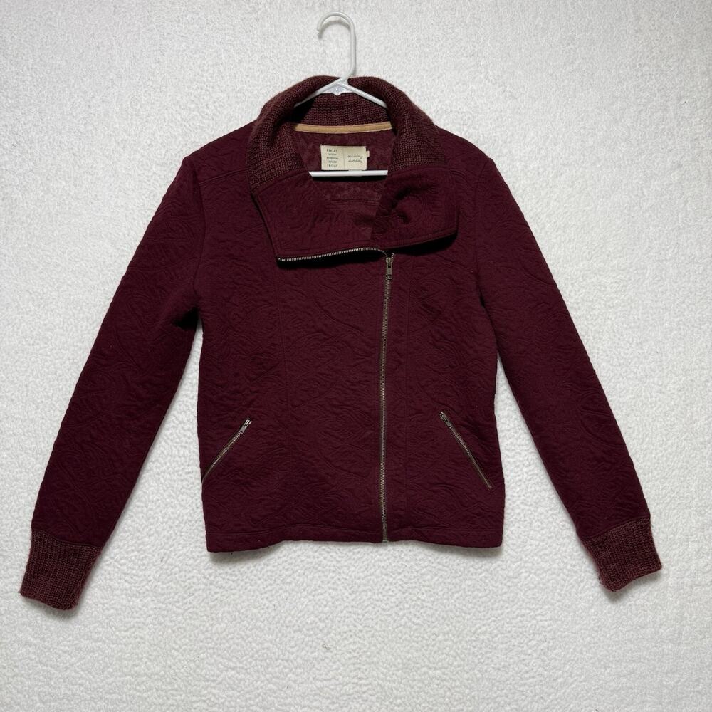 AnthropologieSaturday Sunday Red Burgundy Full Zip Sweater Jacket Women’s Size L